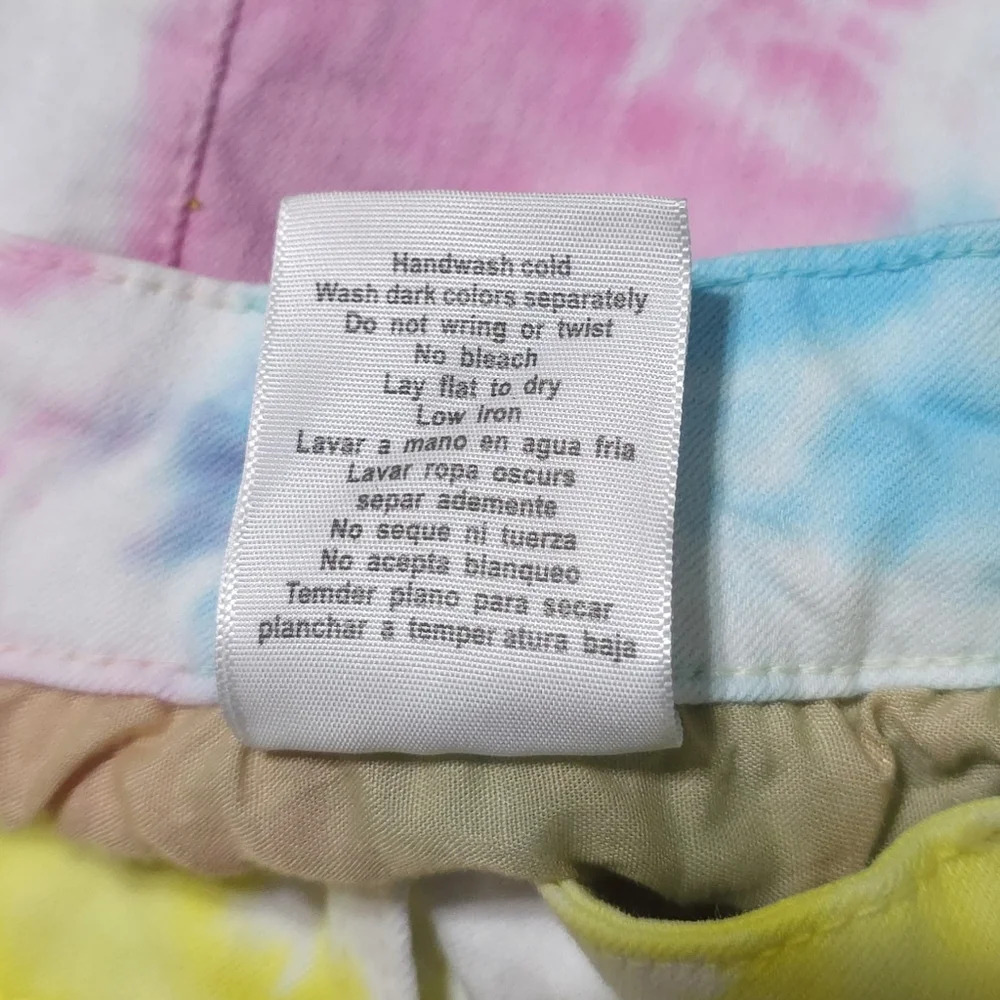 JUDY BLUE Nwot Swirl Multi Color Tie Dye Shorts, White, Frayed Hem, Stretch, XL - Picture 13 of 16